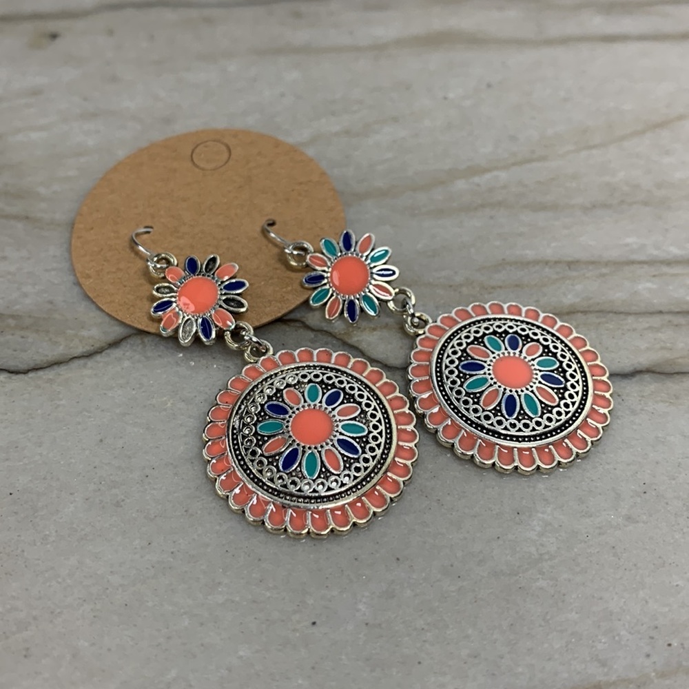 Gorgeous Bohemian Sunflower multicolor earrings